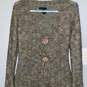 Womens Size Medium BCBG Max Azria Cardigan Sweater Button Open Loose Weave